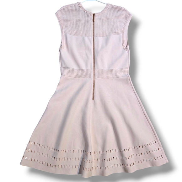 TED BAKER AURBRAY KNITTED SKATER NUDE PINK DRESS| SIZE 4 - Picture 3 of 8